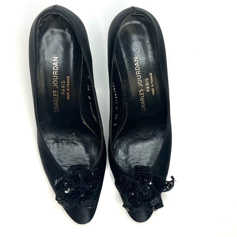 Vintage Charles Jourdan Paris Satin Pumps View 5